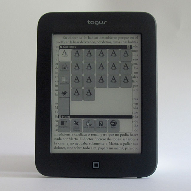 Opciones fuente EPUB Tagus Lux